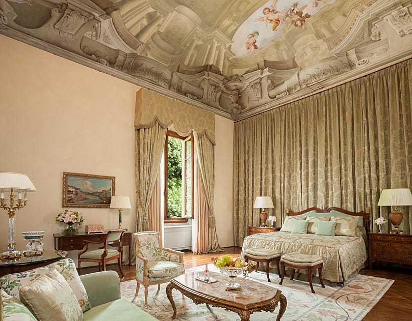 Four Seasons Firenze made it into the ninth spot, a 116-room property housed in a restored 15th-century Medici palace