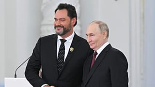 Russian President Vladimir Putin presents an award to Russian bass singer Ildar Abdrazakov at a national awards ceremony in Moscow, Russia, 12.06.24