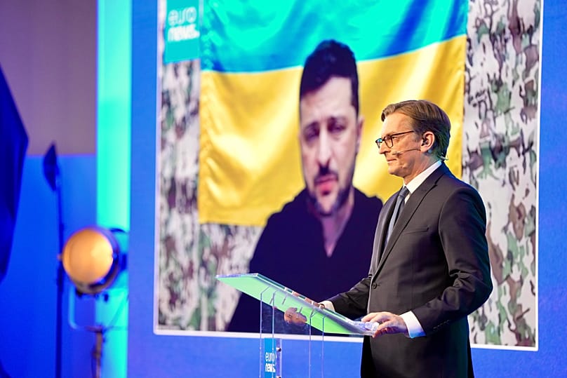 O Presidente ucraniano Volodymyr Zelenskyy, entrevistado pelo Diretor Executivo da Euronews, Claus Strunz, Bruxelas, 4.11.2025