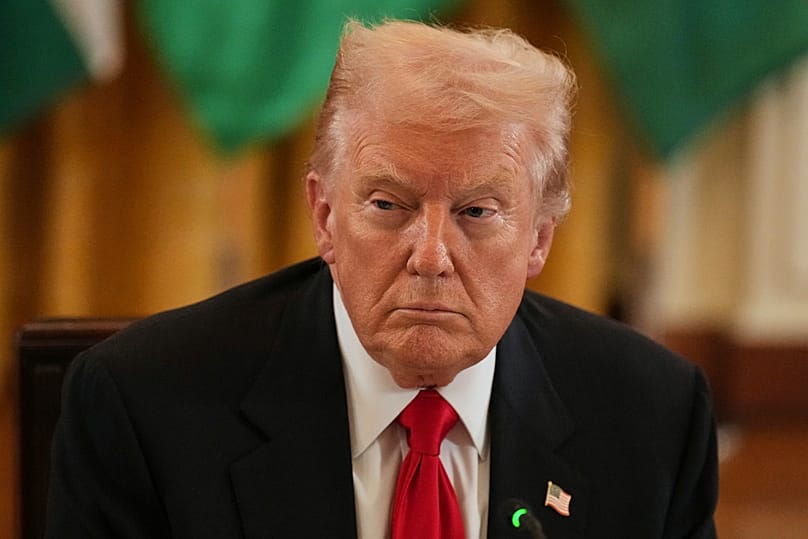 President Donald Trump attends a dinner with leaders from countries in Central Asia, Thursday, Nov. 6, 2025, in the East Room of the White House in Washington