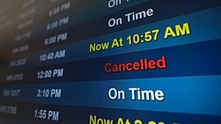 رحلة مُدرجة على أنها ملغاة في مطار سان دييغو الدولي، السبت 8 نوفمبر/تشرين الثاني 2025، في سان دييغو