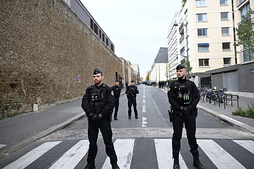 Police officers stand by La Santé prison in Paris, 10 November, 2025 