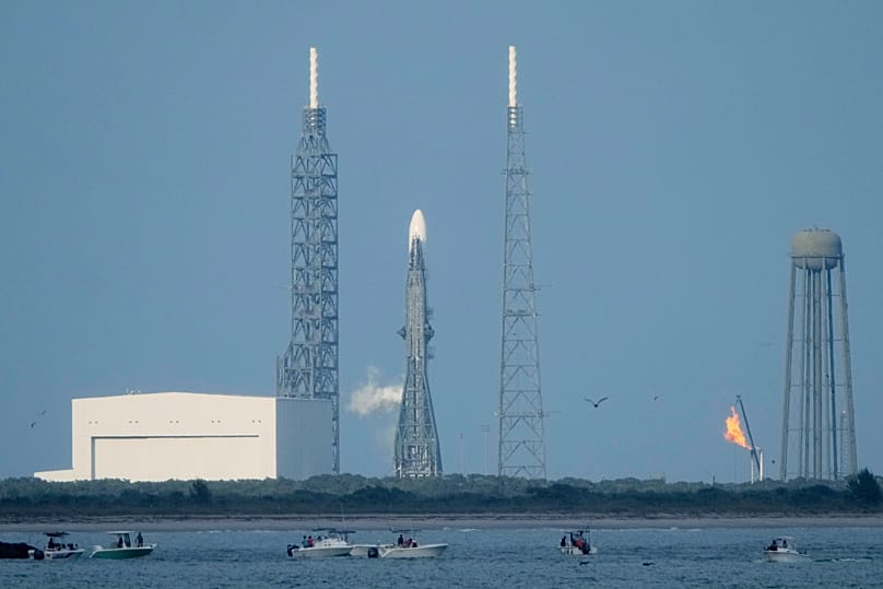 Rakete "New Glenn" kurz bevor der Start abgesagt wurde, 9. November 2025