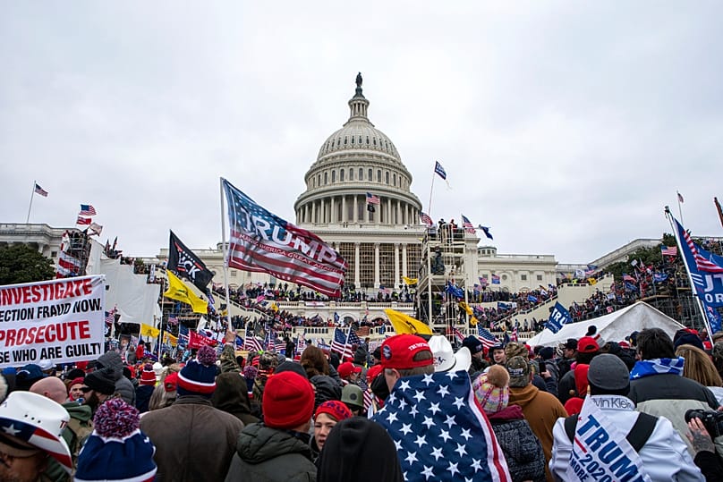 Rioters loyal to President Donald Trump rally at the US. Capitol in Washington, 6 January, 2021