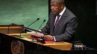 Президент Анголы Жоао Лоуренсу выступает c трибуны ООН на Генеральной ассамблее, Нью-Йорк, 22 сентября 2025 г.