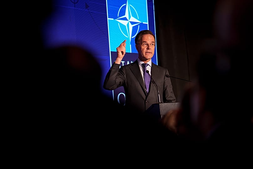 NATO Secretary General Mark Rutte speaks during the NATO Industry Forum in Bucharest, 6 November, 2025