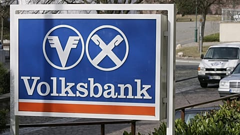 FILE - View of the plate of a People's Bank, Volksbank, branch in Munzingen,southern Germany, on Monday, Feb. 25, 2008.