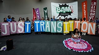 Protesters at COP30 climate talks demand a just energy transition