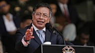 Colombian President Gustavo Petro speaks during the swearing-in ceremony of Gen. William Rincon as the new national police director in Bogota, Colombia, Friday, Oct. 24, 2025.