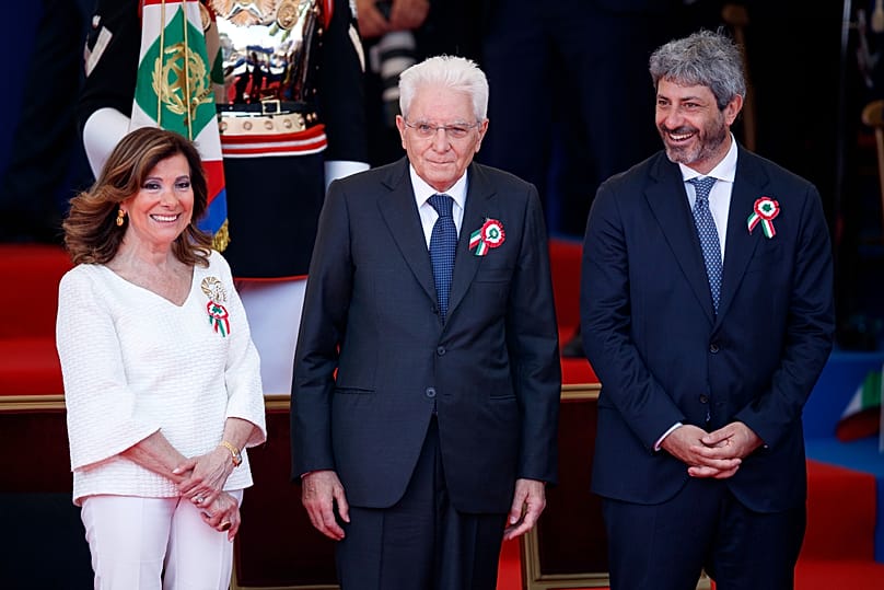 FILE: Senate President Maria Elisabetta Alberti Casellati, President Sergio Mattarella and Roberto Fico in Rome, 2 June 2022