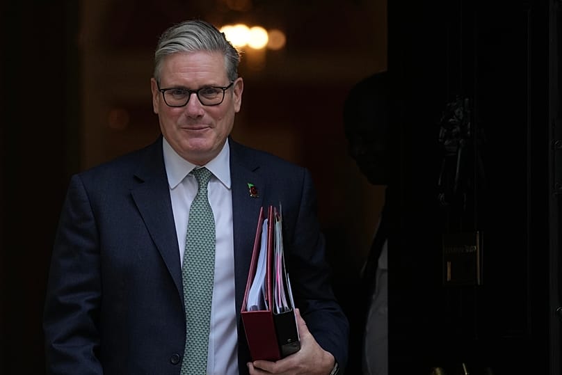 Prime Minister Keir Starmer leaves 10 Downing Street to attend the weekly Prime Ministers' Questions session in parliament in London, 12 November, 2025