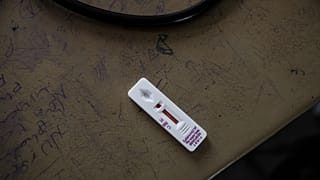 A malaria test indicates a positive result at a clinic in Hamdayet, eastern Sudan, near the border with Ethiopia, on March 17, 2021.