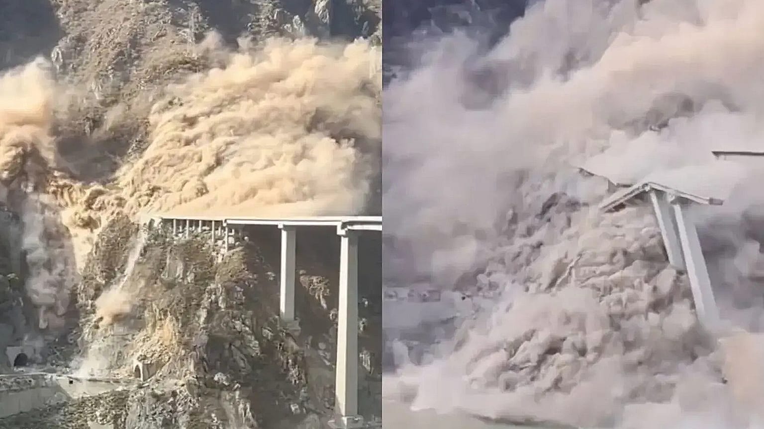 A Szecsuan tartományban felépített híd összeomlásának pillanatai