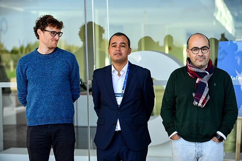 ARQUIVO: Paddy Cosgrave, CEO e cofundador da Web Summit, à esquerda, com Artur Pereira, Country Manager da Web Summit para Portugal, e Miguel Pinto Luz, vice-presidente da CMO