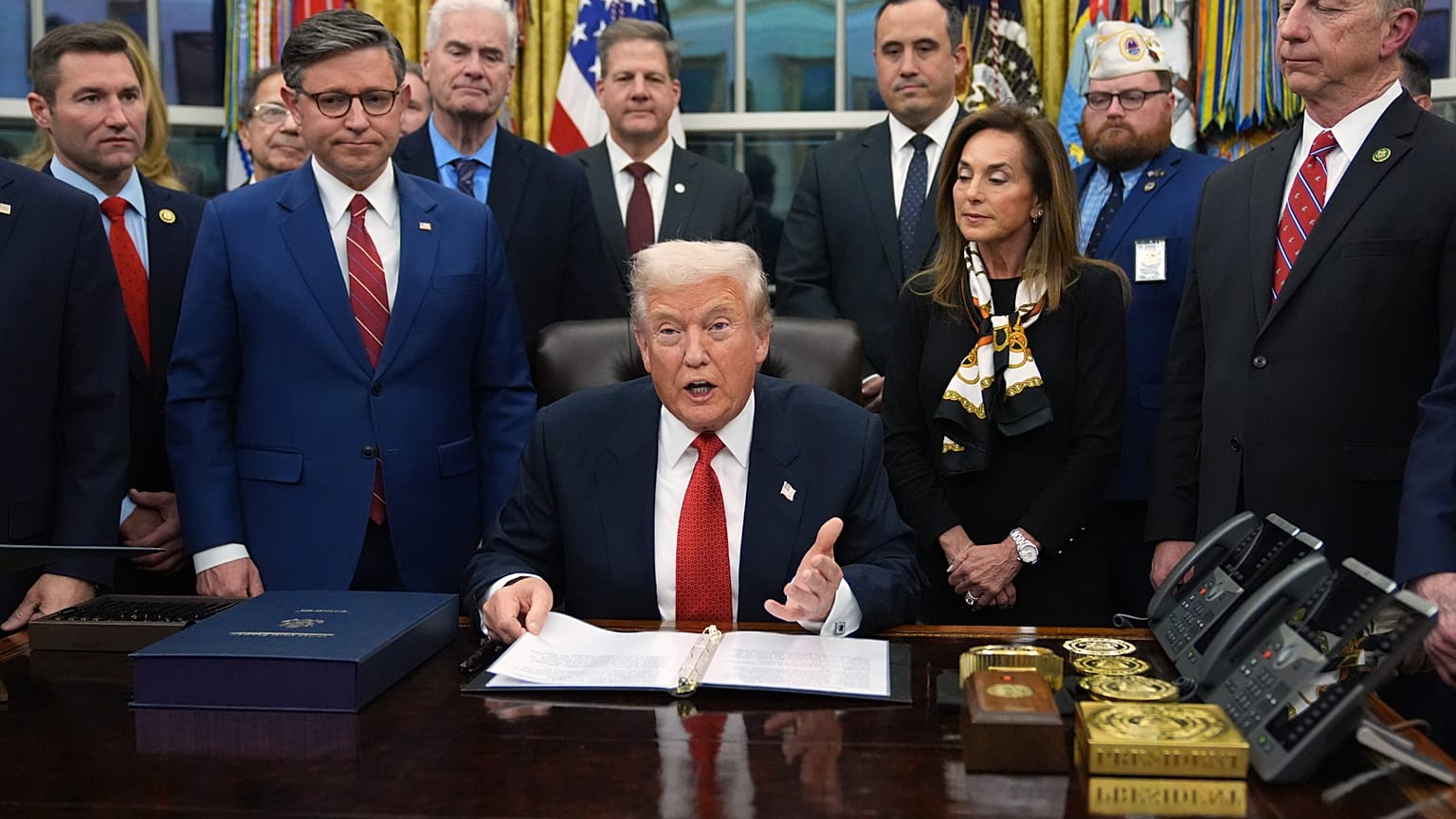 President Donald Trump speaks before signing the funding bill to reopen the government, in the Oval Office of the White House, Wednesday