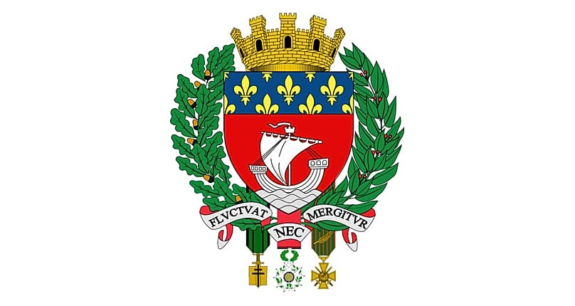 Fluctuat nec mergitur auf dem traditionellen Emblem