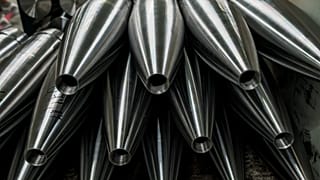 The forged steel bodies of artillery shells at the largest state-owned military enterprise in Bulgaria, “Vazov Machine-Building Works” (VMZ) in Sopot. 