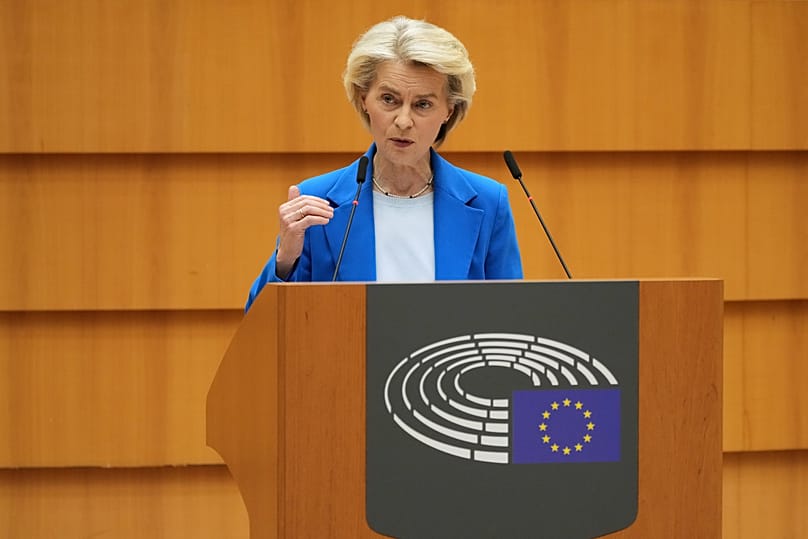 European Commission President Ursula von der Leyen addresses the European Parliament in Brussels, 12 November, 2025