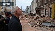 FILE: Ihor Terekhov, Kharkiv mayor, looks at an apartment building destroyed in the Russian rocket attack in central Kharkiv, 6 October 2023
