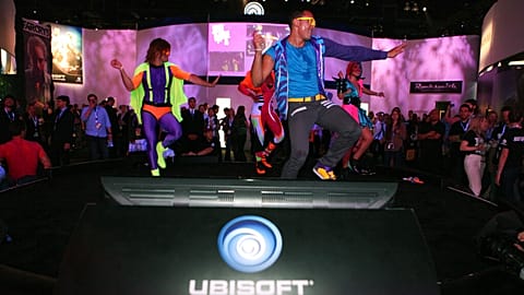 Dancers play Just Dance 4 on the Nintendo Wii U at the Ubisoft booth on Tuesday June 5, 2012 at E3 in Los Angeles