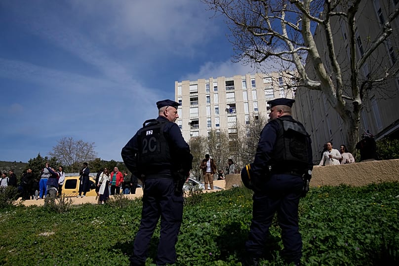 Police officers in the La Castellane district of Marseille, 19 March, 2024 