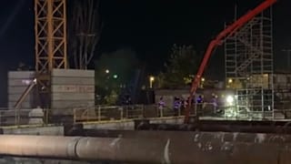 Kabataş'taki metro inşaatı göçük sonrası görüntüleniyor (Ekran görüntüsü: X)