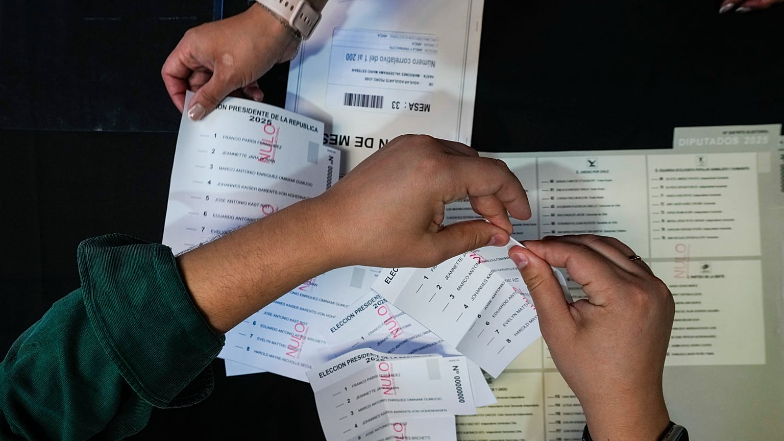 Elecciones de Chile - preparando papeletas 14 de noviembre de 2025