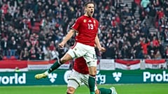 Varga Barnabás a gólját ünnepli a Magyarország - Írország labdarúgó világbajnoki selejtező mérkőzésen a Puskás Arénában 2025. november 16-án 