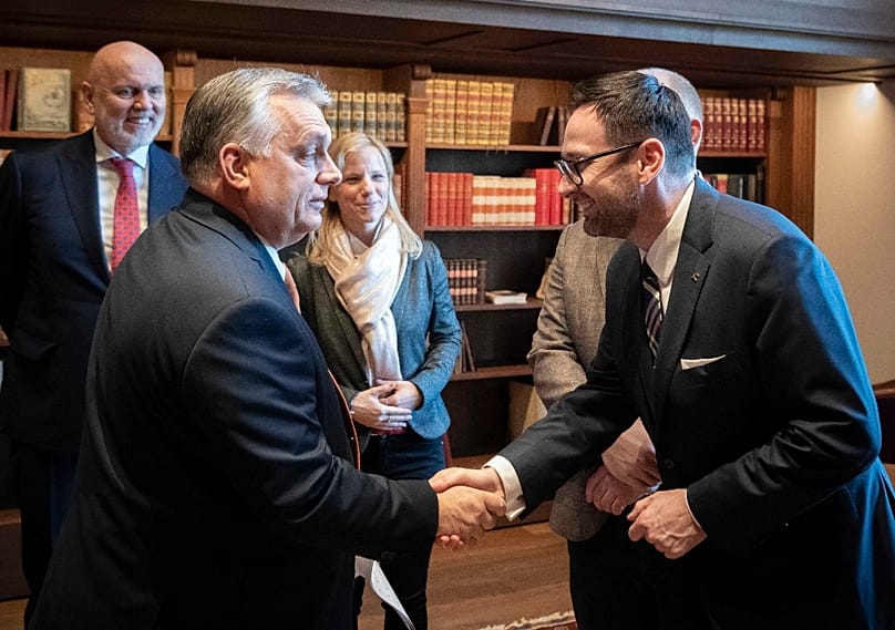 Orbán Viktor miniszterelnök fogadta Daniel Obajteket, a lengyel PKN Orlen igazgatótanácsának elnökét a Karmelita kolostorban, 2022. február 16-án