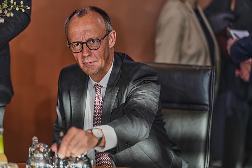 German Chancellor Friedrich Merz arrives for the cabinet meeting at the Chancellery in Berlin, 12 November, 2025