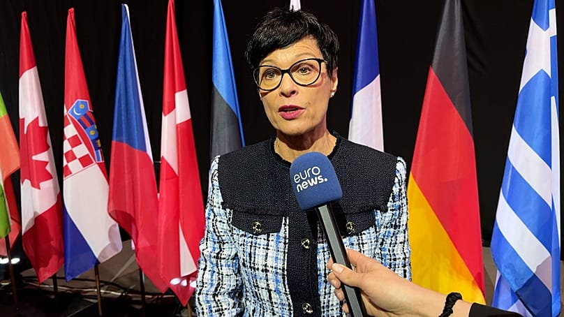 Marta Kos, Komisarz ds. rozszerzenia podczas konferencji Rebuild Ukraine w Warszawie.