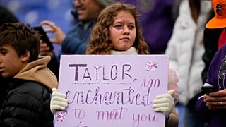Cambridge Dictionary unveils its ‘unhealthy’ Word of the Year for 2025 - Pictured: Taylor Swift fan at AFC Championship NFL football game - 2024