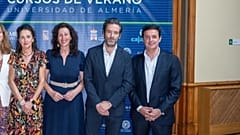 Javier A. García, a la derecha, junto a Borja Semper en un curso de verano de la Universidad de Almería, el 8 de julio de 2024