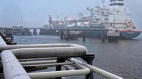 File - The 'Hoegh Esperanza' Floating Storage and Regasification Unit is anchored during the opening of the LNG terminal in Wilhelmshaven, Germany. 17 Dec. 2022