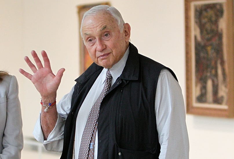 FILE - This Sept. 19, 2014 file photo shows Chairman and CEO of Victoria's Secret parent L Brands Les Wexner touring the exhibit at the Wexner Center for the Arts in Ohio.