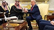 Trump e o príncipe herdeiro saudita na Sala Oval esta terça-feira