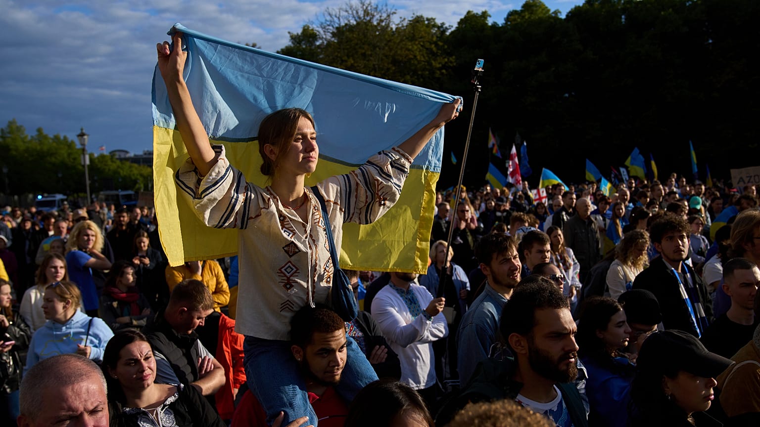 Demonstranten beim Ukrainischen Unabhängigkeitstag in Berlin, Deutschland, 24. August 2025