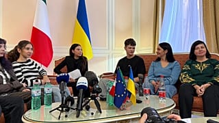 Formerly abducted Ukrainian children and their relatives at Ukraine’s Embassy in Rome