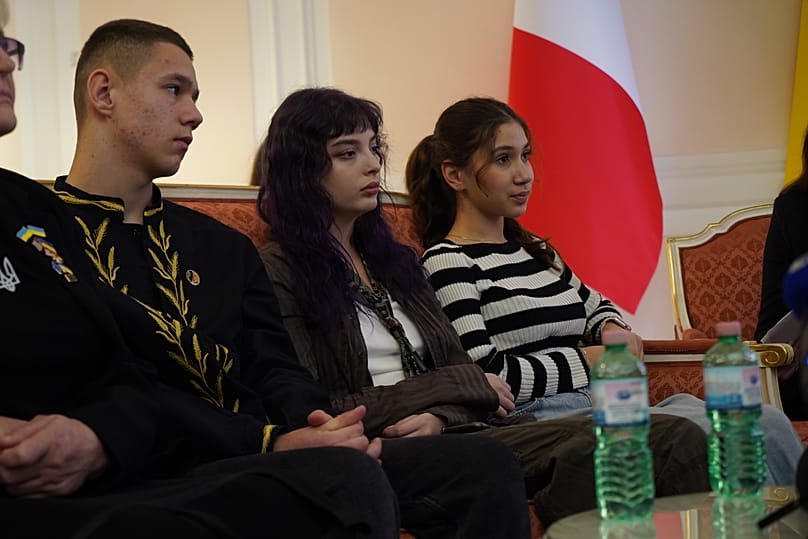 Formerly abducted Ukrainian children and their relatives at Ukraine’s Embassy in Rome