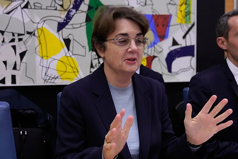 Director of Le Louvre museum, Laurence des Cars, gestures before a hearing at the Culture Commission of the National Assembly in Paris, 19 November, 2025 