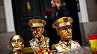 FILE: Sculptures showing Francisco Franco are on sale during a gathering to remember the former Spanish dictator on the anniversary of his death, in Madrid, 23 November 2014