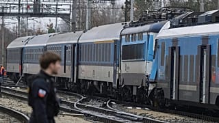 The scene after an express train collided with a passenger train on the line between Zliv and Dívčice in the České Budějovice region, 20 November, 2025
