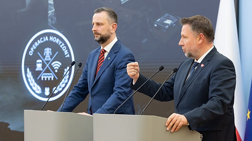 Minister spraw wewnętrznych Marcin Kierwiński i minister obrony narodowej Władysław Kosiniak-Kamysz, 19.11.2025 r.