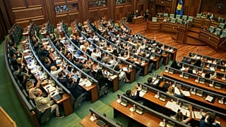 FILE: Kosovo lawmakers during a parliament session in Pristina, 7 July 2021