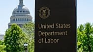 FILE - The entrance to the Labor Department is seen near the Capitol in Washington, 7 May, 2020.