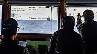 Philippine Navy personnel aboard BRP Jose Rizal lead a communication exercise in the South China Sea, 3 August, 2025