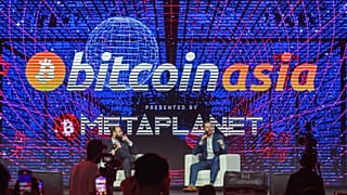 Eric Trump, Executive Vice President of the Trump Organization, speaks during the Bitcoin Asia event. Hong Kong. 29 Aug. 2025. 
