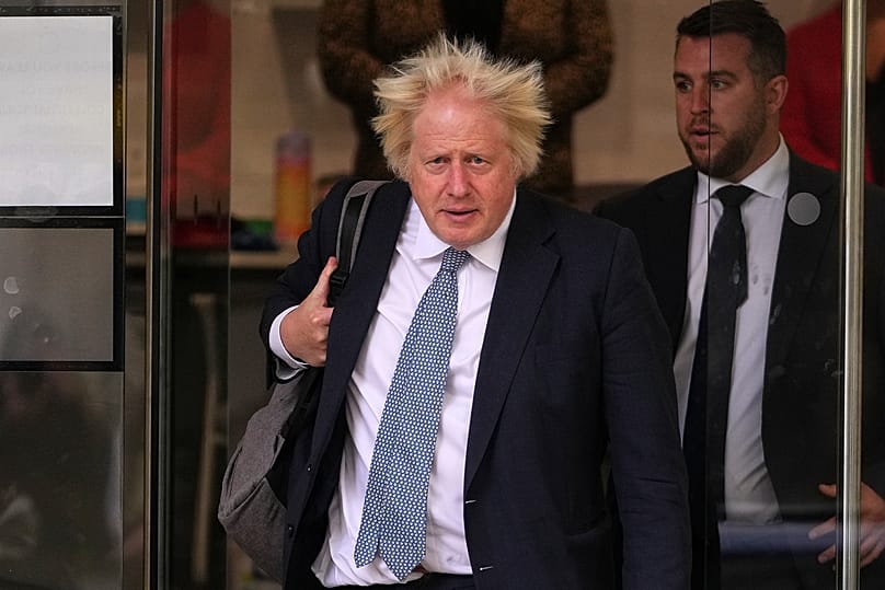 Former prime minister Boris Johnson leaves Dorland House in London, 21 October, 2025