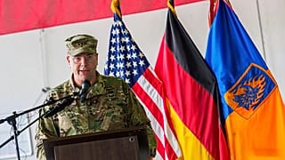 FILE: Commander of US Army Europe Lt Gen Ben Hodges holds a speech during a military ceremony at the Storck barracks in Illesheim, 9 March 2017