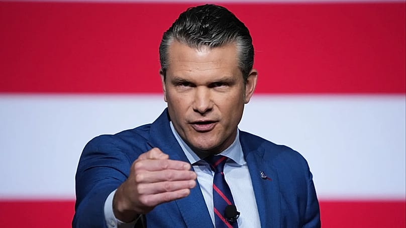 Verteidigungsminister Pete Hegseth spricht am Dienstag, den 30. September 2025, auf dem Marine Corps Base Quantico in Quantico, Virginia, zu hochrangigen Militärführern.